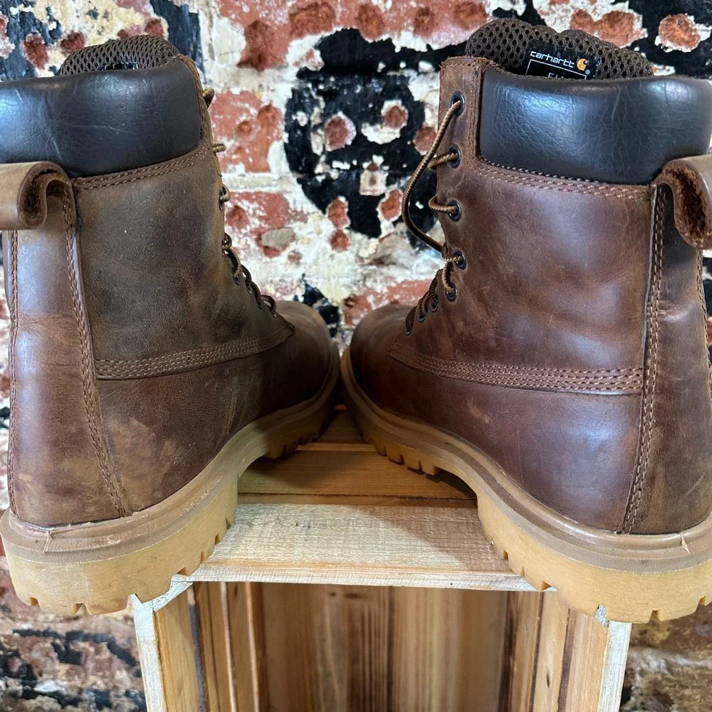 Carhartt Mens 8 Inch Waterproof Leather Work Boots Brown EH CMF8723 Size 8 D